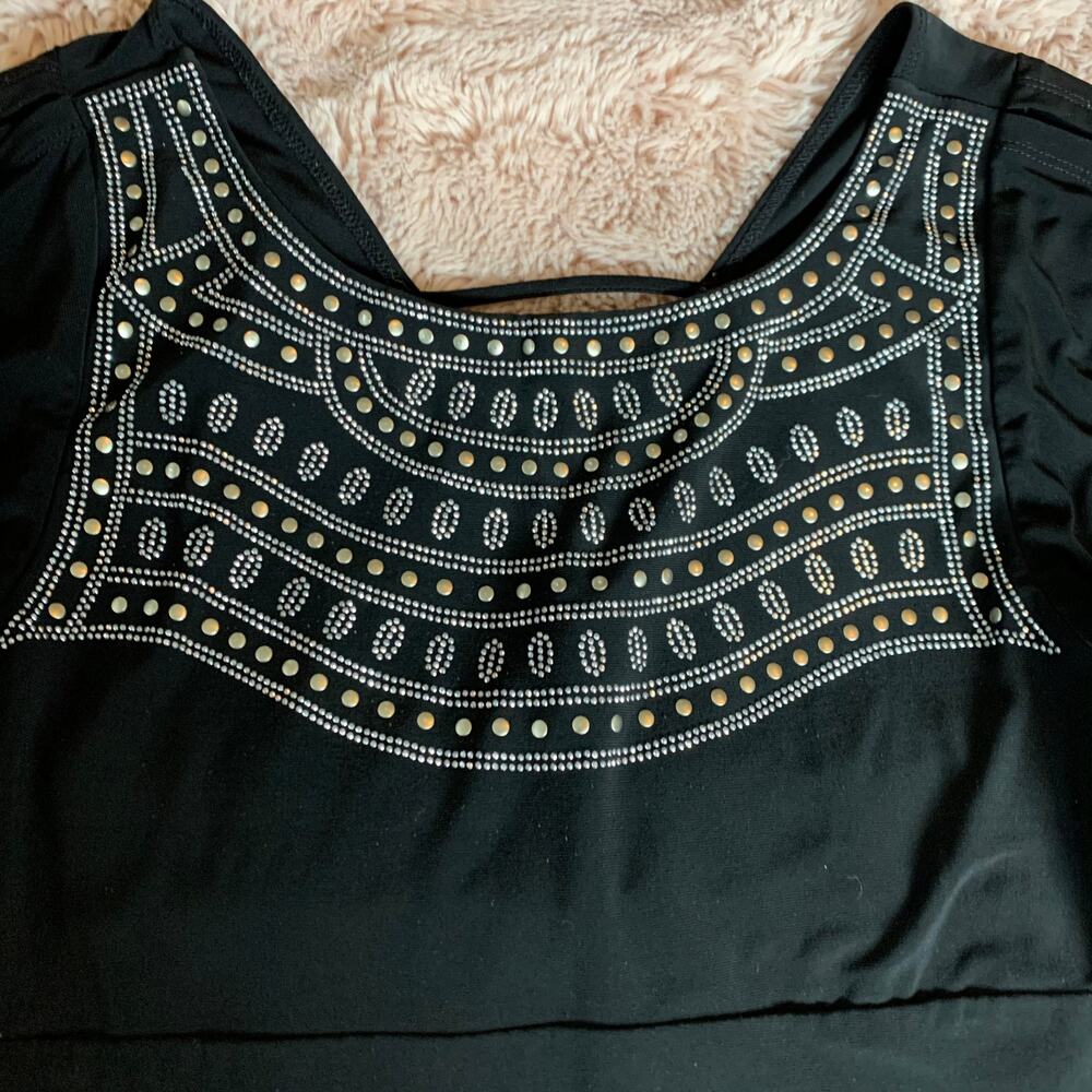 Bisou Bisou Black Embellished Short Sleeve Dress 8 - Picture 6 of 11